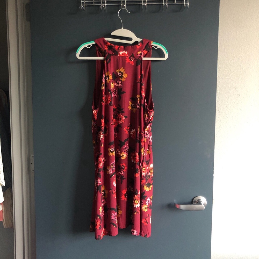 Burgundy halter neck dress!